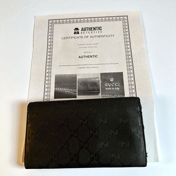 Auth GUCCI GG Guccissima Calf Skin Black Leather Long Wallet 245908 with COA - Picture 9 of 9